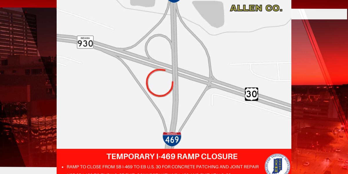 INDOT announces yet another I-469 off-ramp closure for ongoing construction