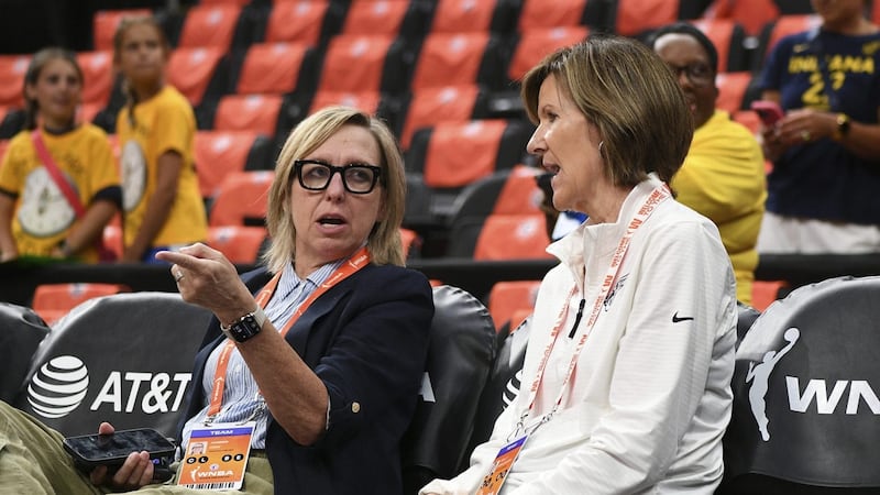 Indiana Fever Chief Operating Officer and General Manager Amber Cox (left) and Indiana Fever...
