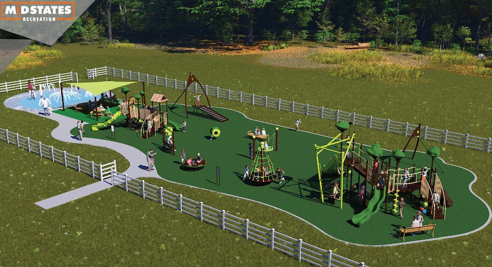 Rfinishering of Fortify Life's proposed playground, including a splash pad.