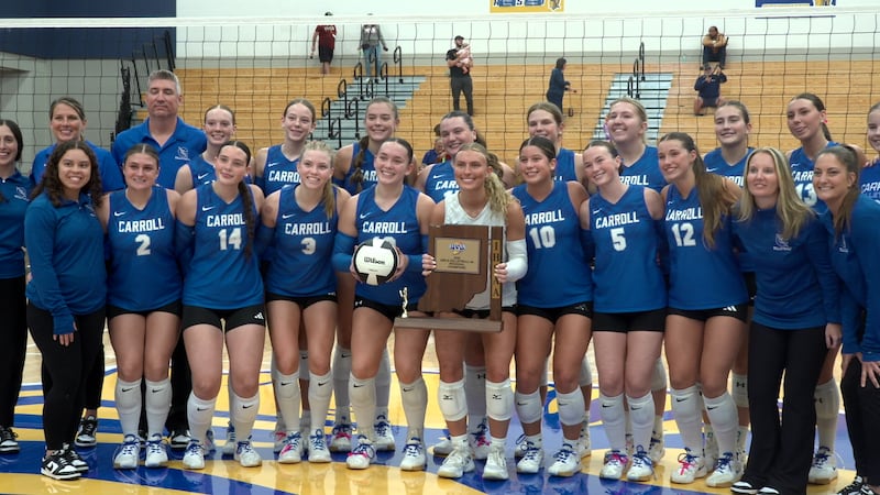 Carroll girls volleyball wins third consecutive Regional Championship.
