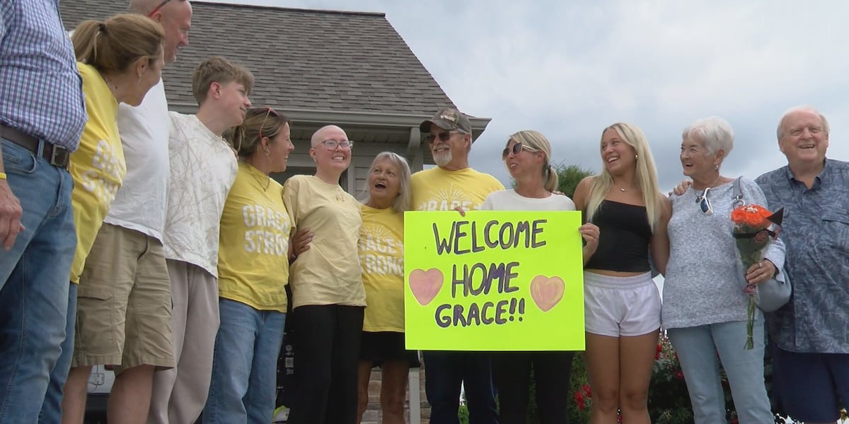 Gracelyn Anderson returns home after months of treatment for rare form of multiple sclerosis