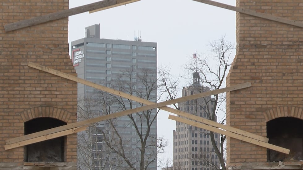 Chimneys from the Enlisted Barracks frame Fort Wayne's Skyline