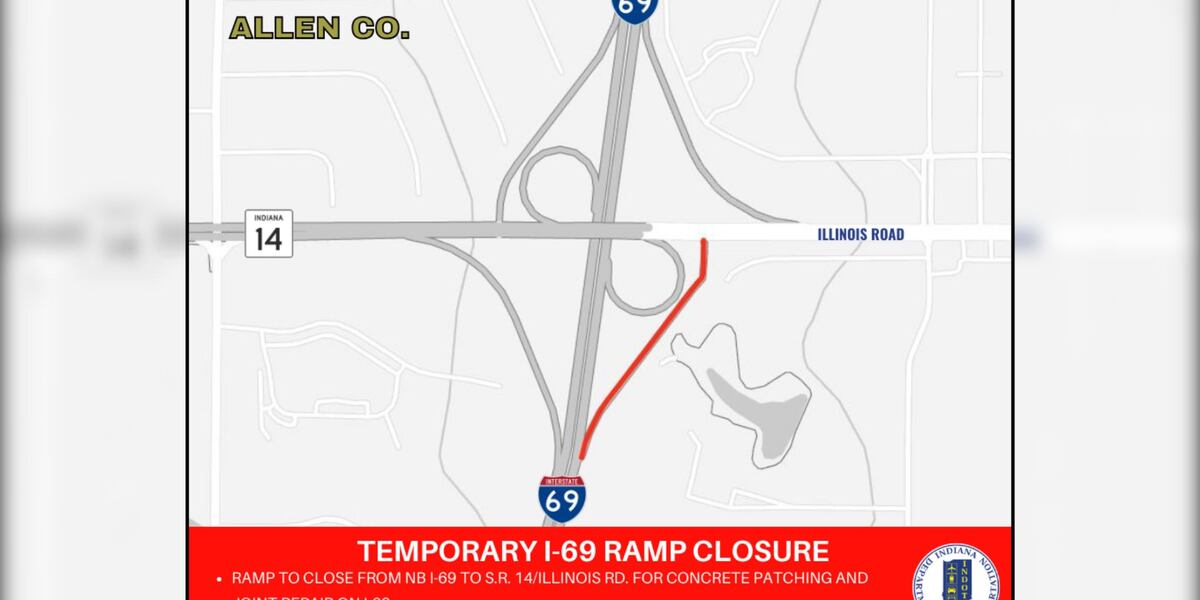 National R Ramp Logo I-69 off ramp to Illinois Road closes starting today